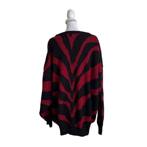 Kathy White Womens Vintage Chunky Pullover Sweater 90s Red Zebra Acrylic US 32W - Picture 3 of 9